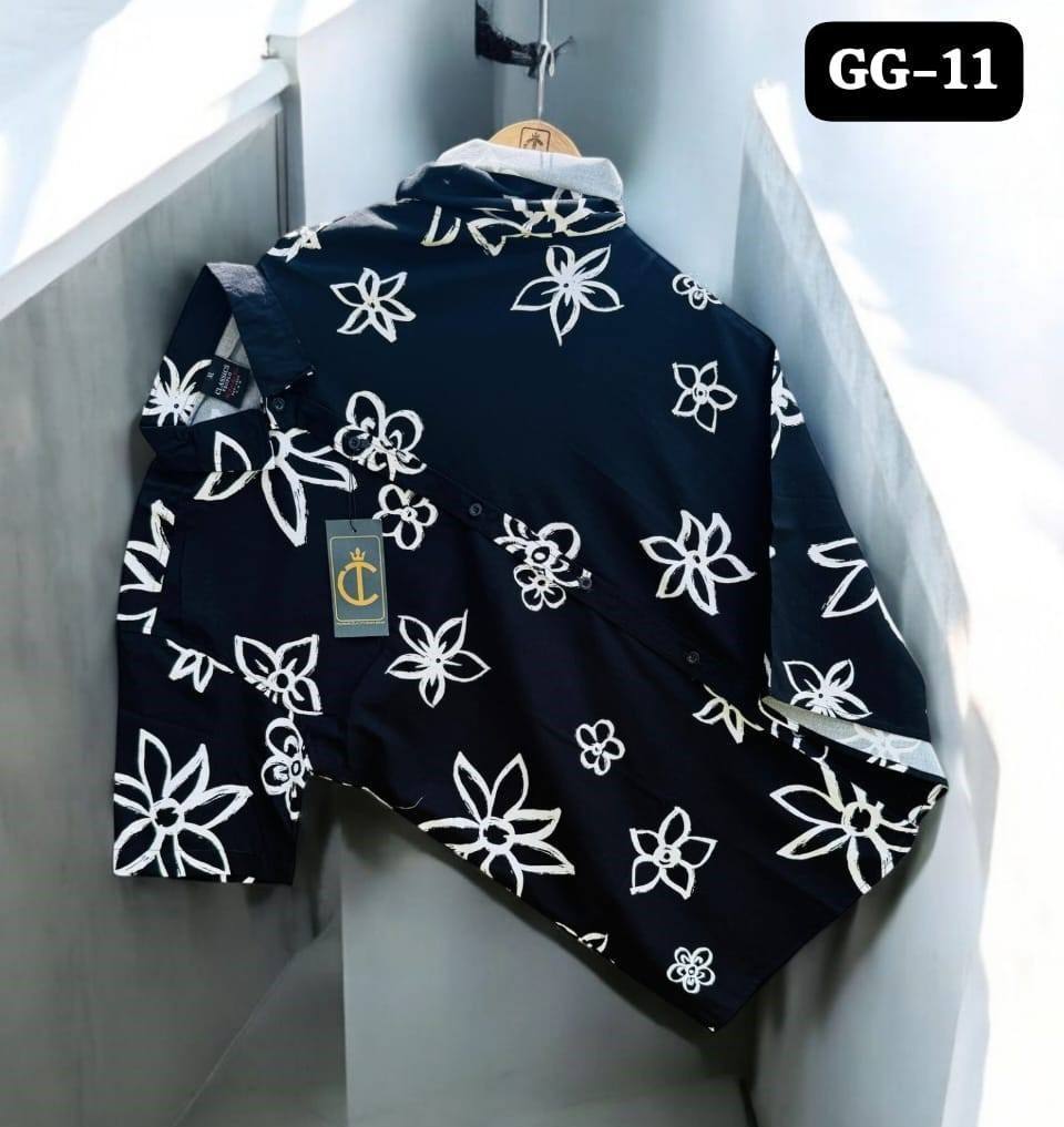 PRINTED HAWAIN SHIRT - BLACK