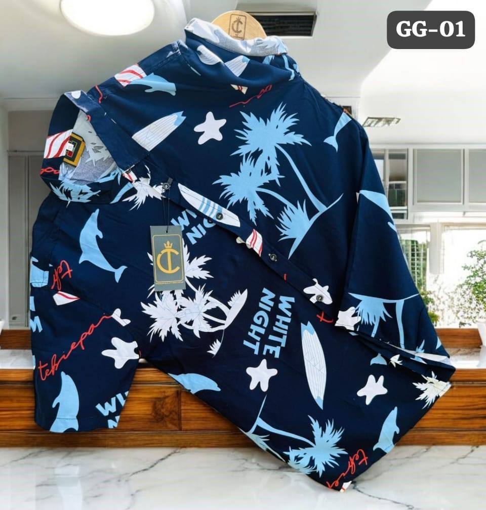 PRINTED HAWAIN SHIRT - WHITE NIGHT