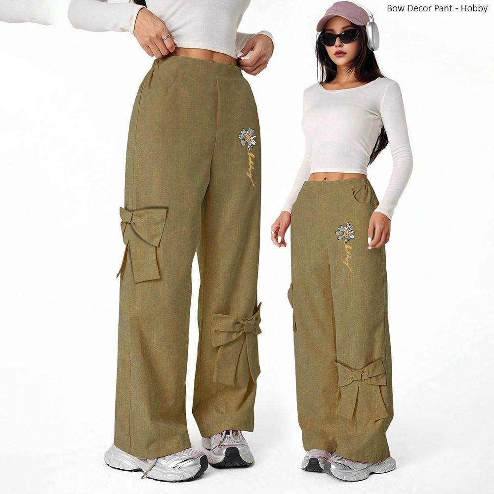 BOW DECOR PANT LIGHT BROWN