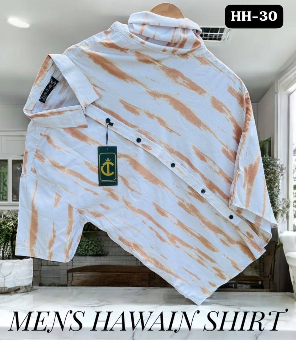 ELEGANT MENS HAWAIN SHIRT - WHITE & YELLOW