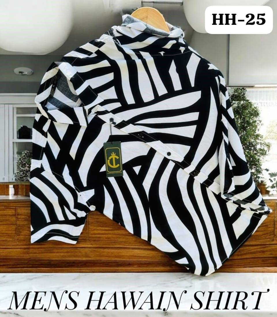 STUNNING PRINTED HAWAIN SHIRT - BLACK & WHITE