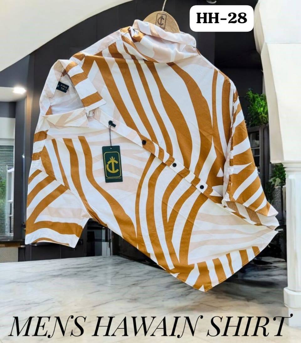 STUNNING PRINTED HAWAIN SHIRT - BROWN & WHITE
