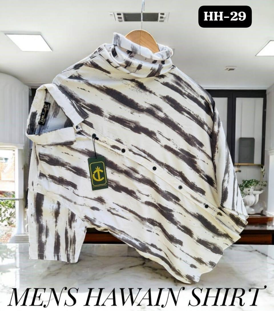 STUNNING PRINTED HAWAIN SHIRT - GREY & WHITE