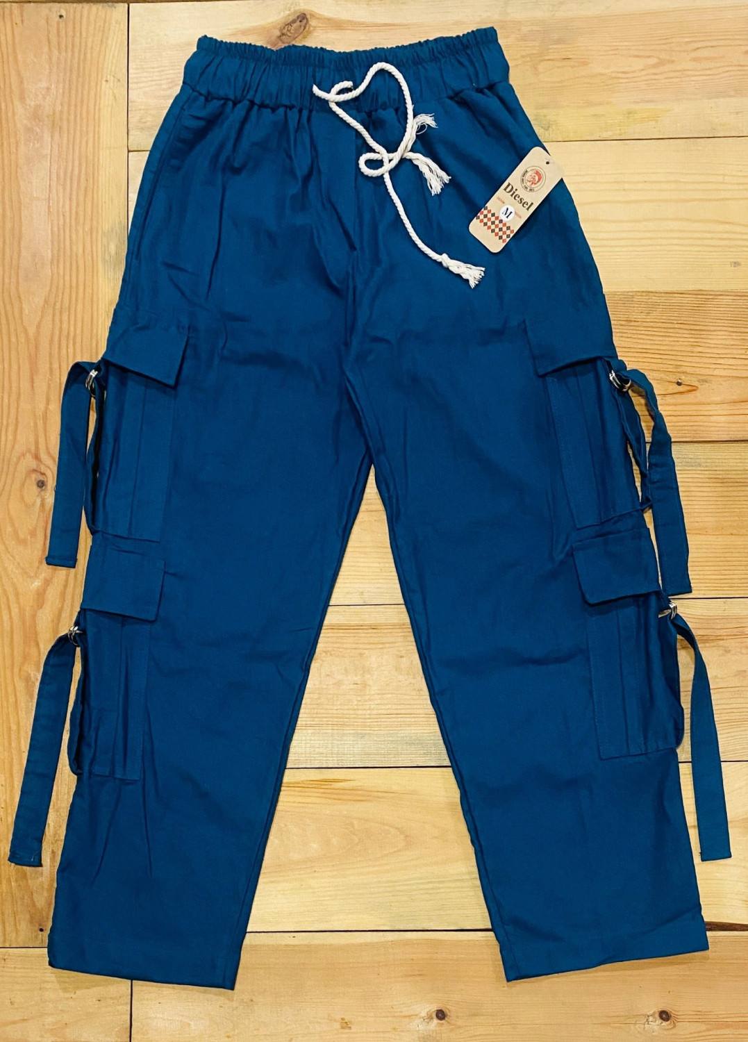 4 POCKET LINEN CARGO PANT - MID BLUE