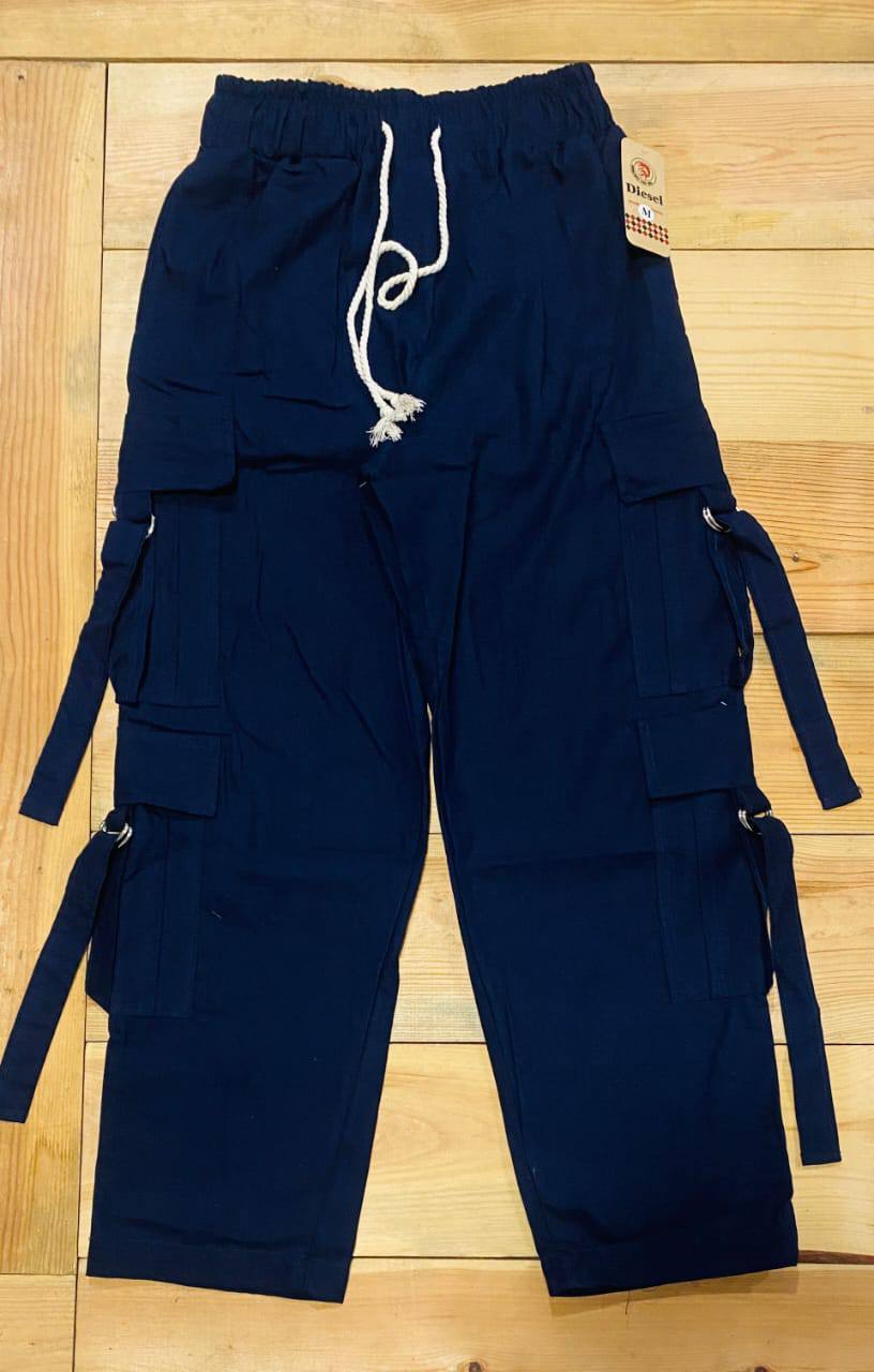 4 POCKET LINEN CARGO PANT - DARK BLUE