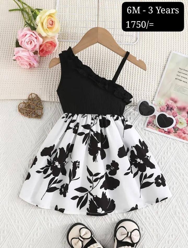 BLACK AND WHITE FROCK DESIGN FOR KIDS
