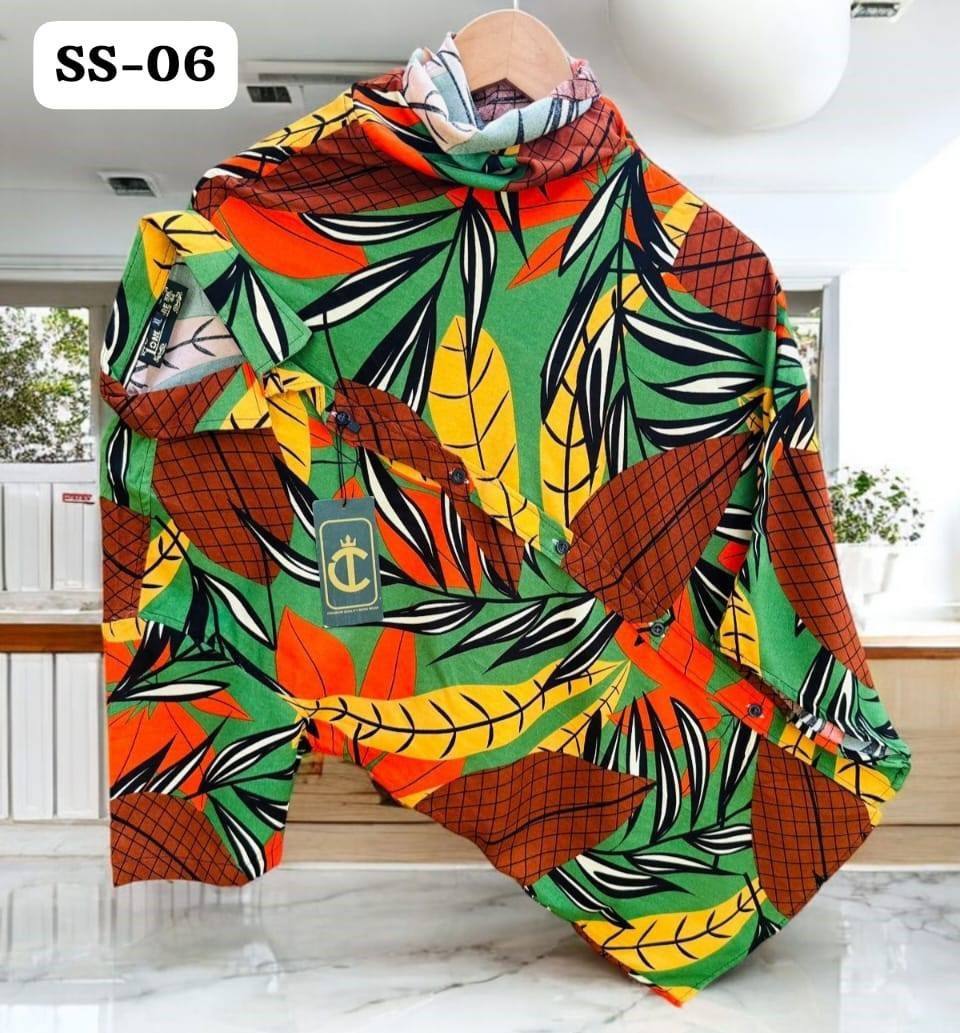 LEAF PRINT HAWAIIAN SHIRT