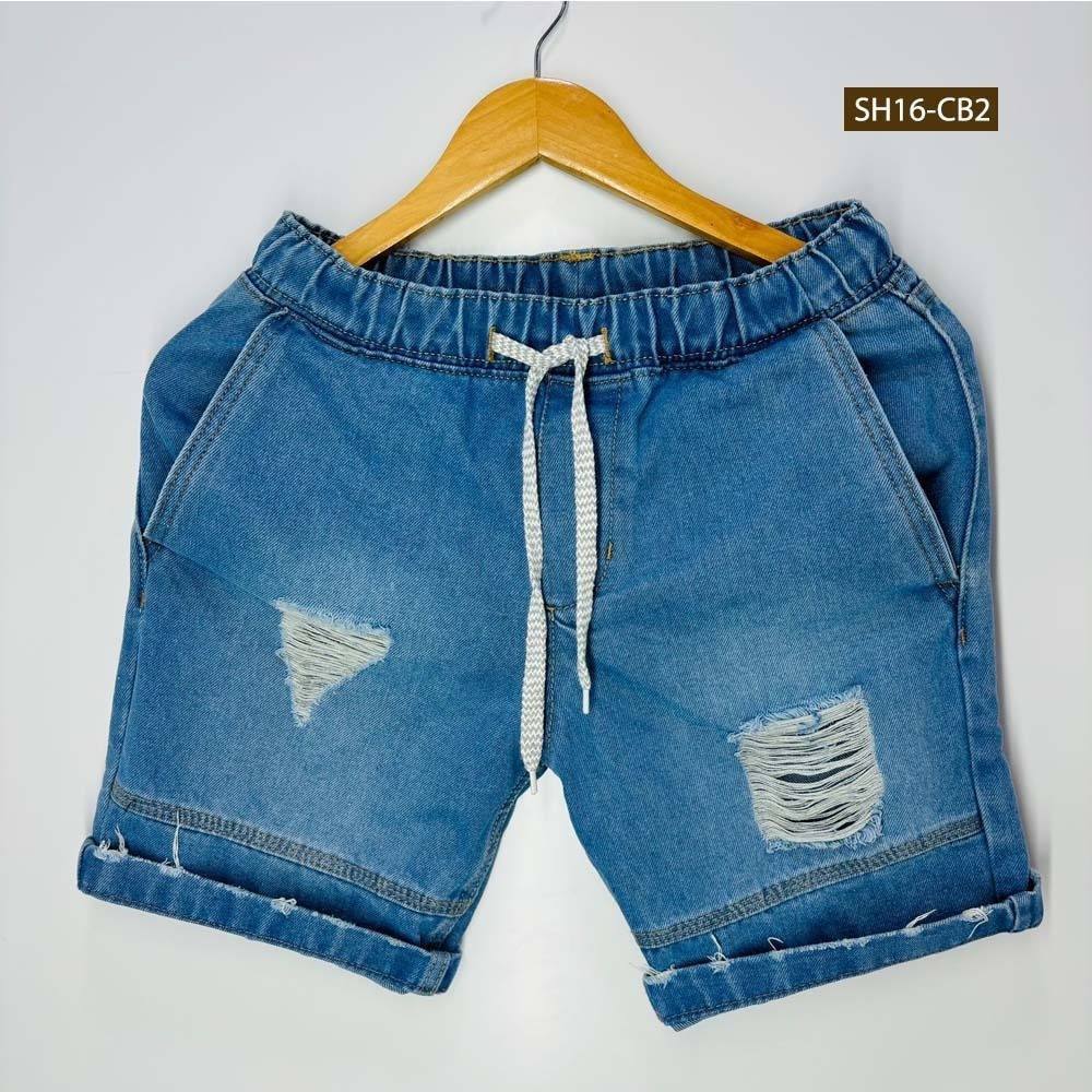 DENIM PATCH SHORTS - MID BLUE