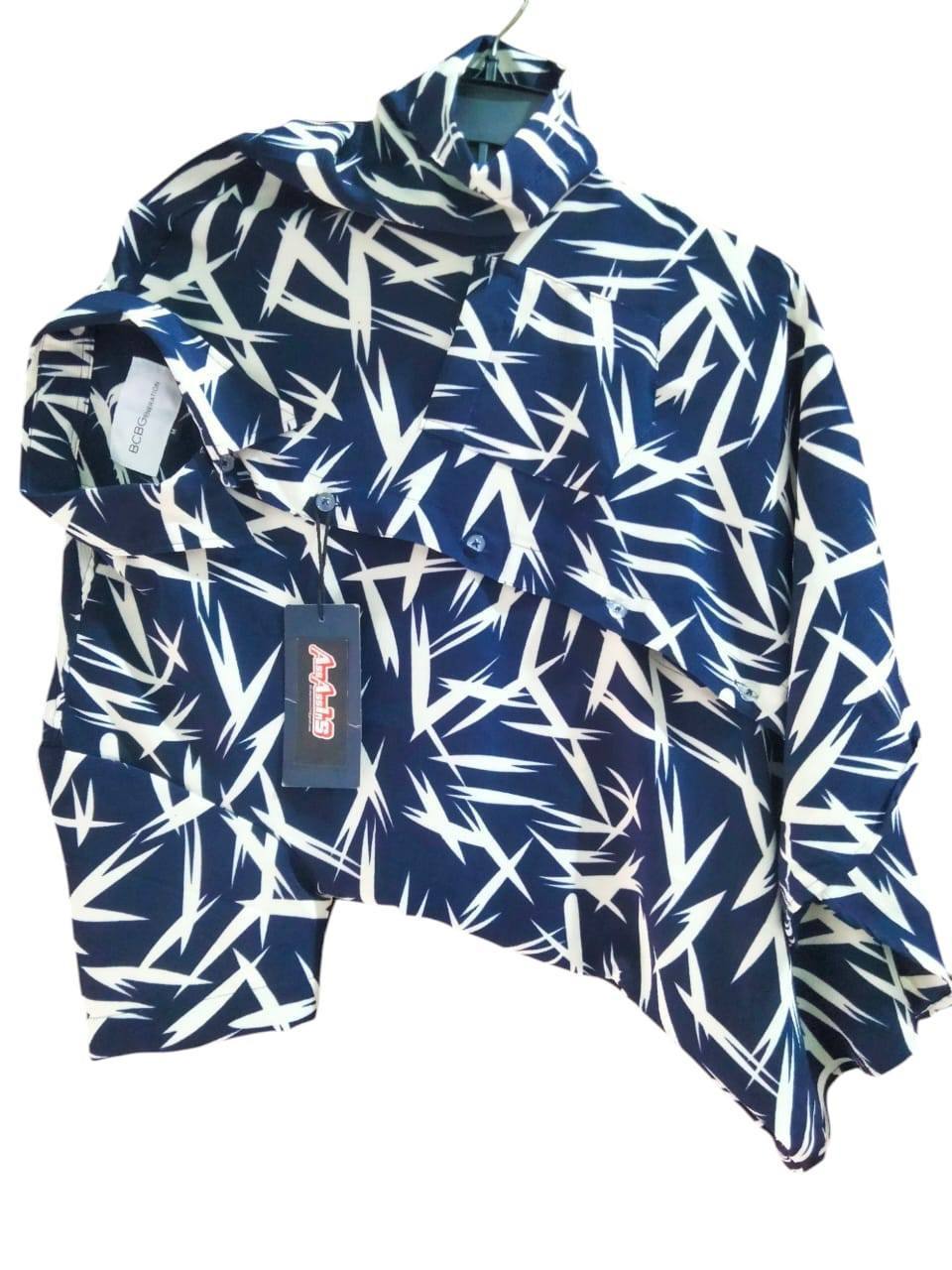 DAZZLING POPCORN SHORT SLEEVE SHIRT - DARK BLUE