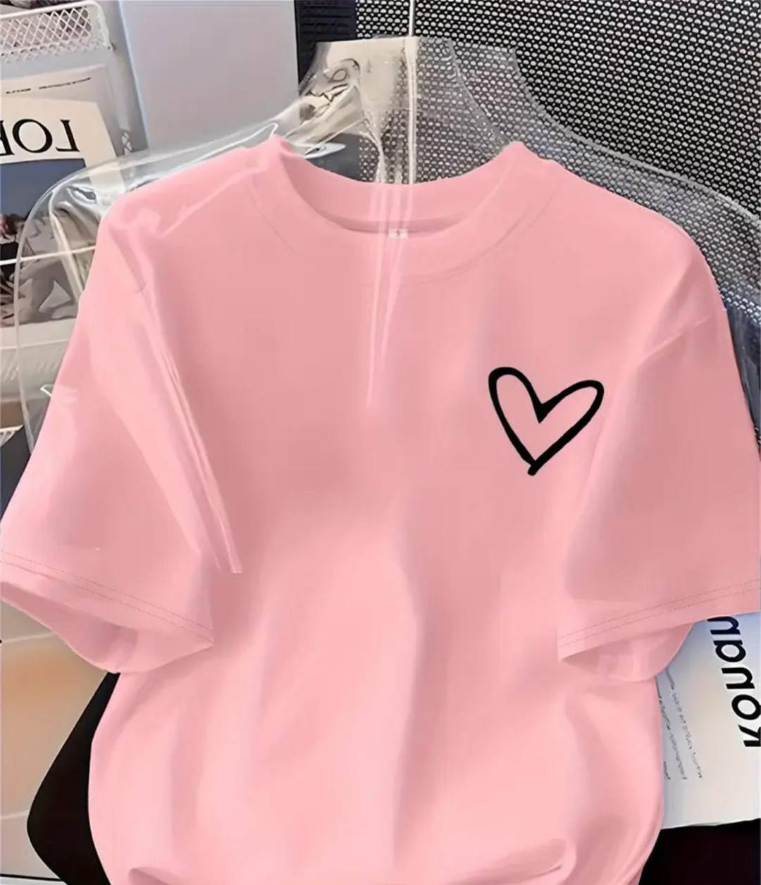 PINK HEART DESIGN T SHIRT
