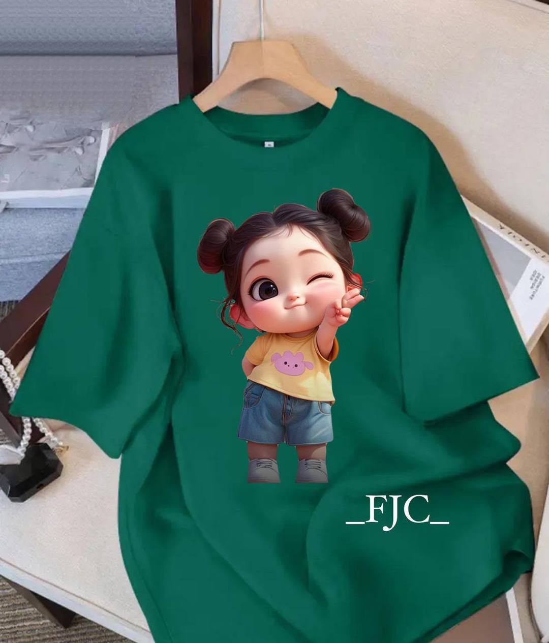 GREEN DESIGN T SHIRT FOR LADIES