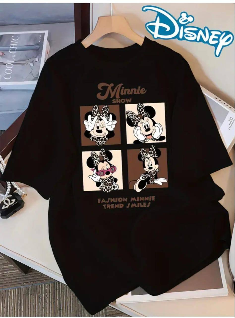 BLACK TEE WITH 'MINNIE SHOW' PRINT