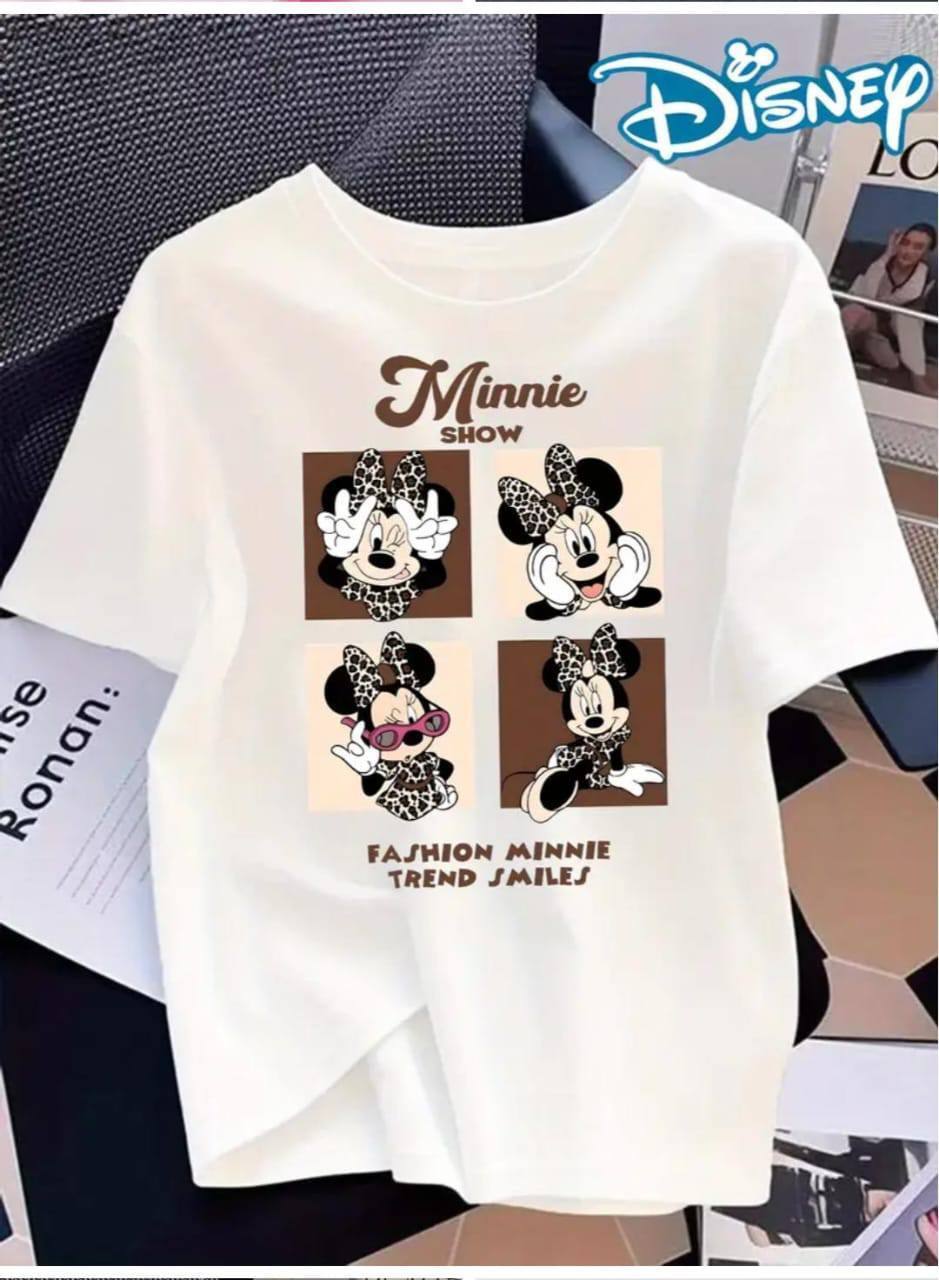 WHITE TEE WITH 'MINNIE SHOW' PRINT