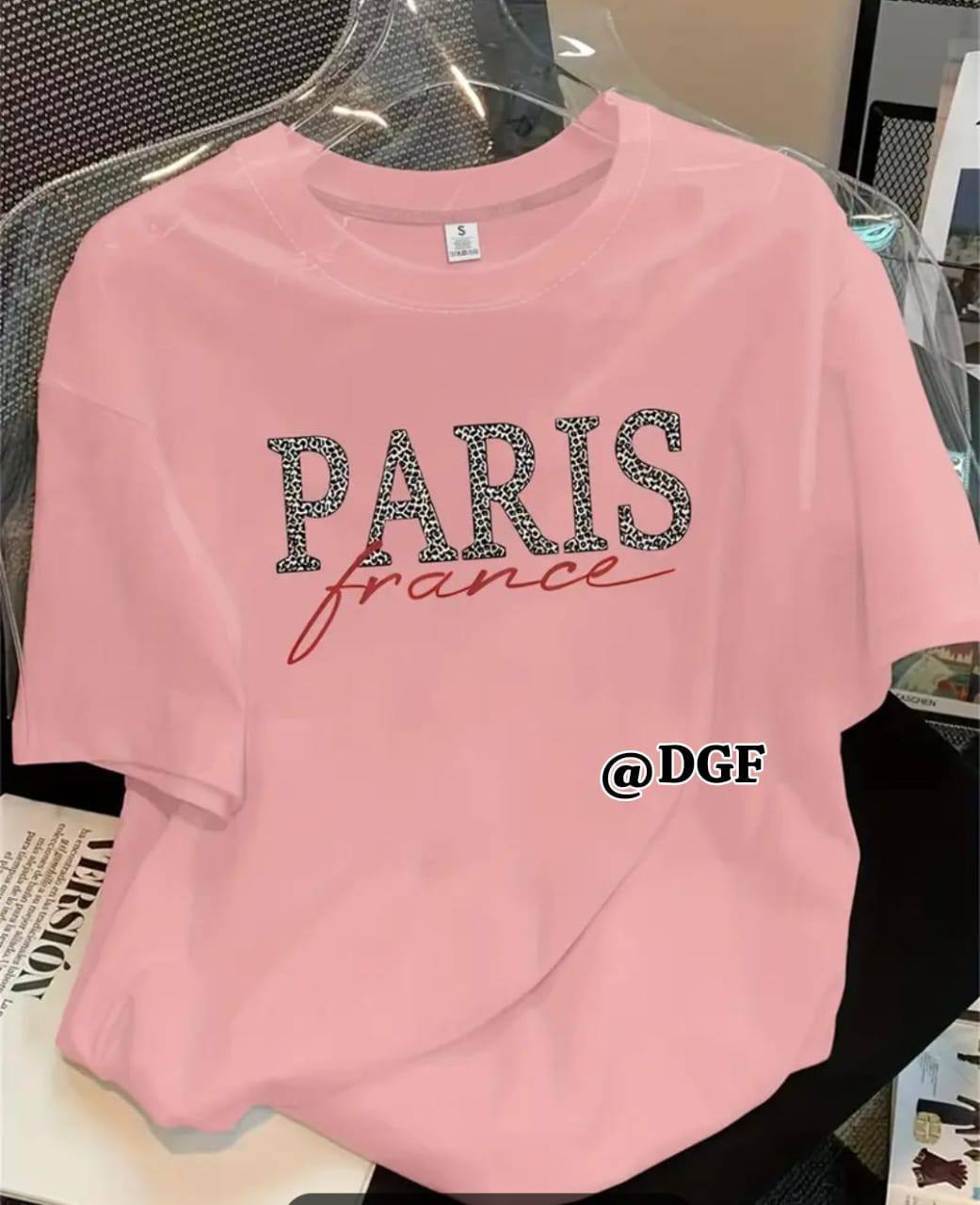 LIGHT PINK TEE WITH 'PARIS FRANCE' PRINT