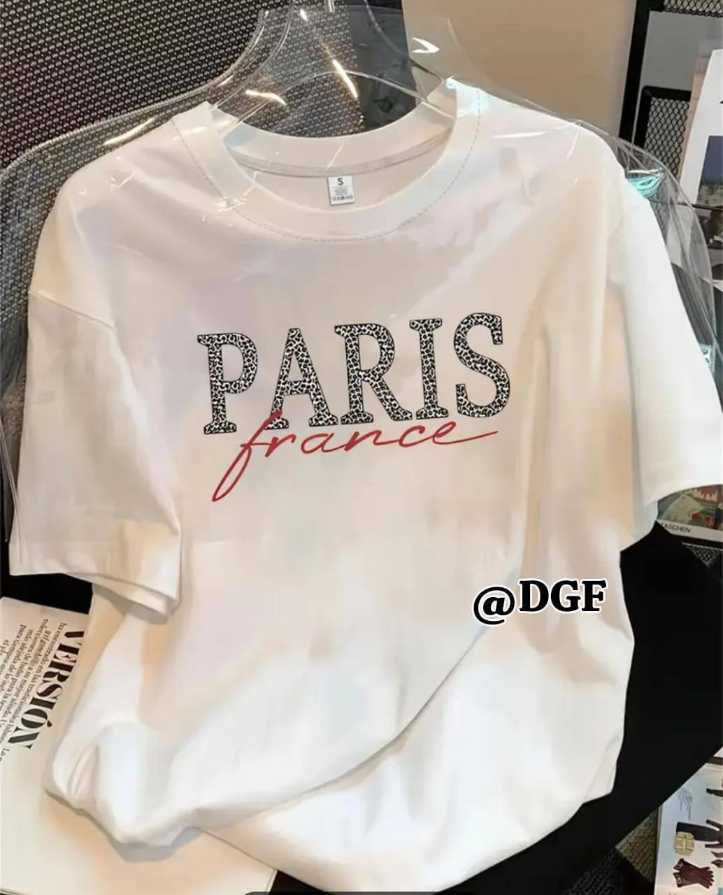 WHITE TEE WITH 'PARIS FRANCE' PRINT