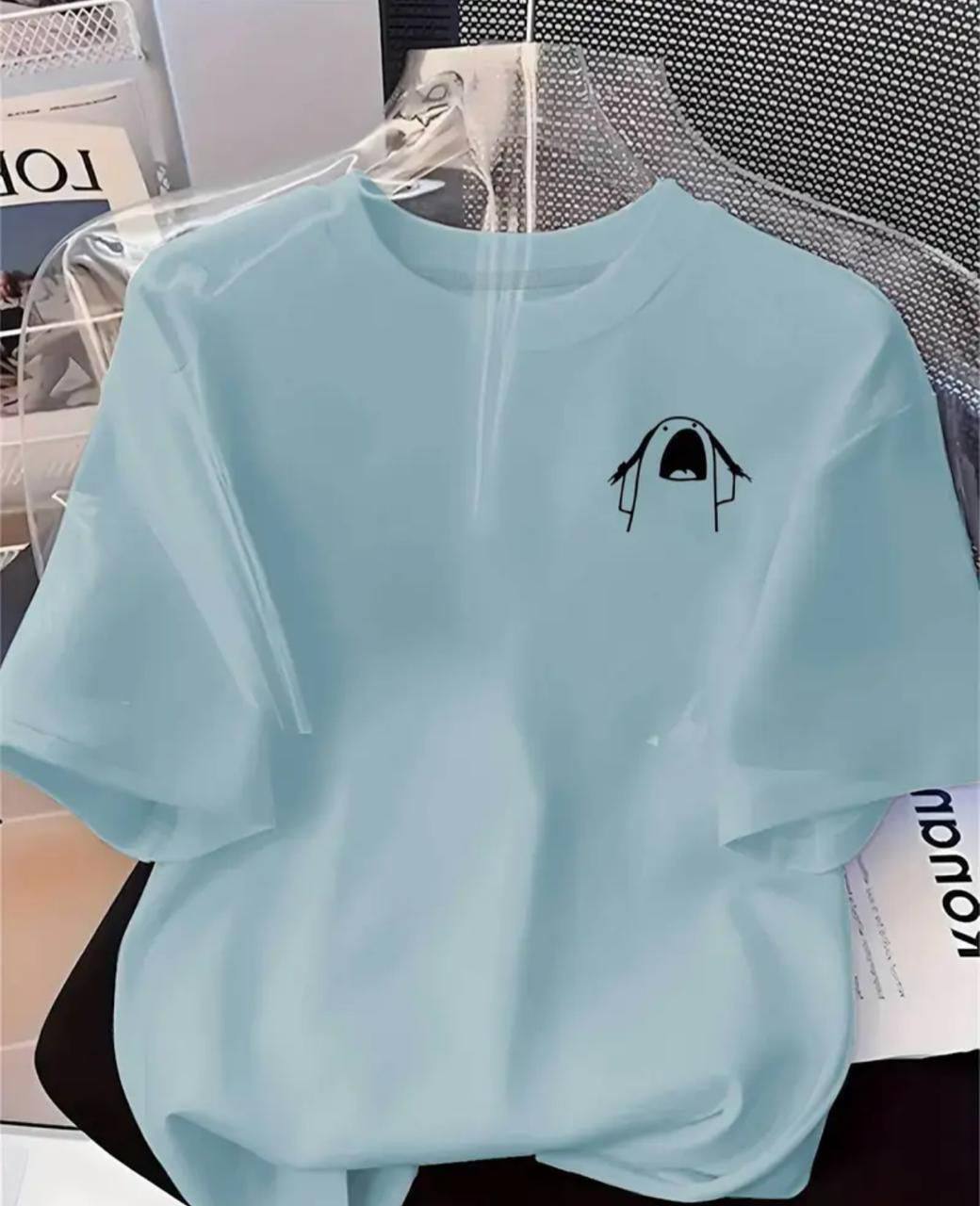STYLISH PRINTED TEE - LIGHT BLUE