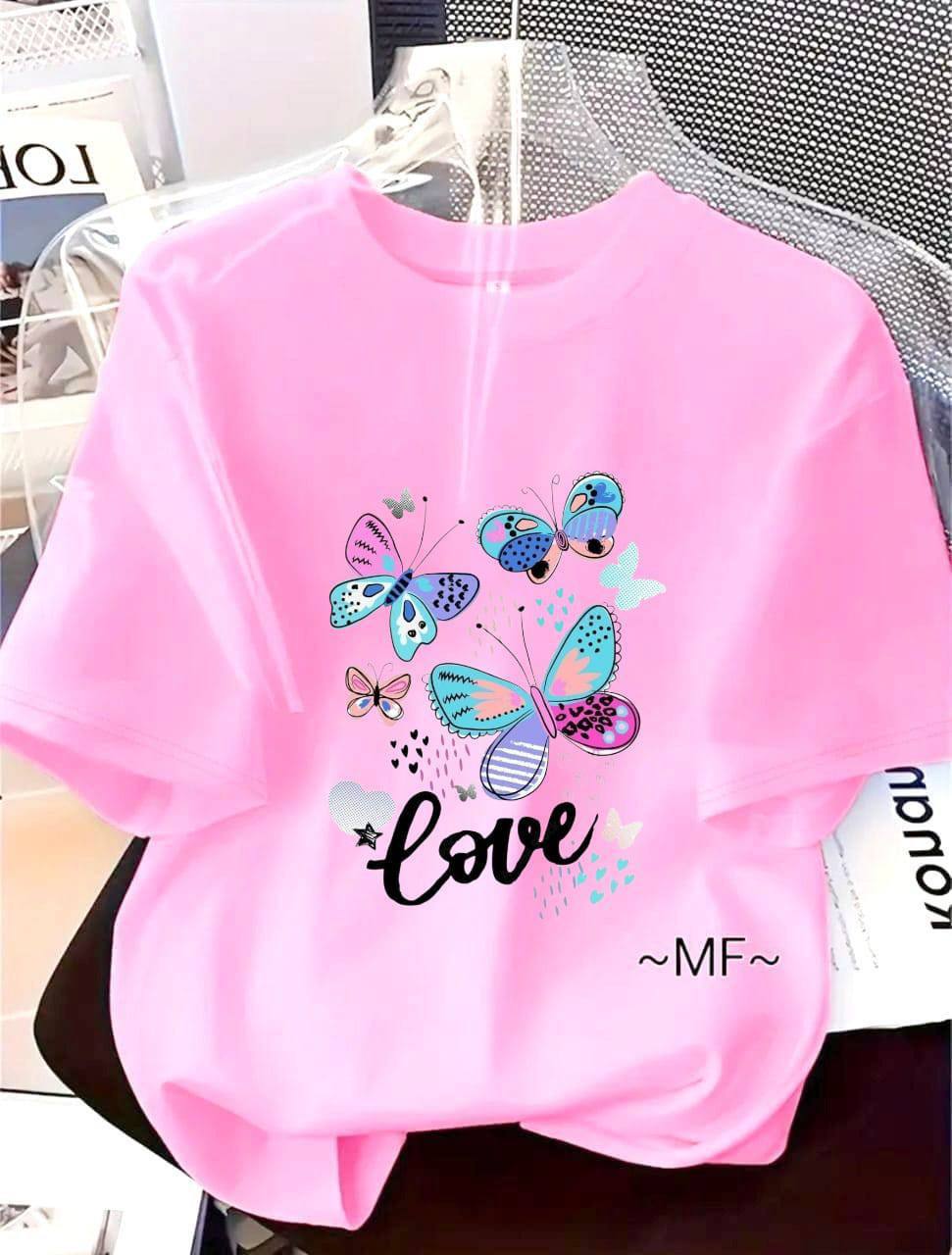 LIGHT PINK TEE WITH 'LOVE' PRINT