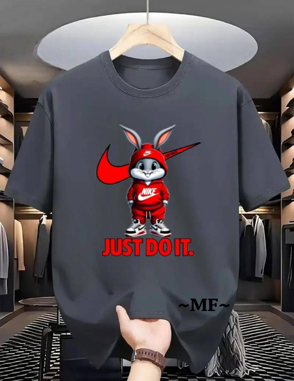 GREY TEE WITH 'JUST DO IT' PRINT