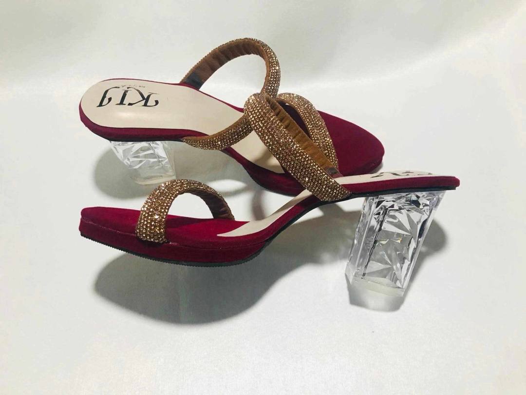 TRANSPARENT GLASS HEELS RED
