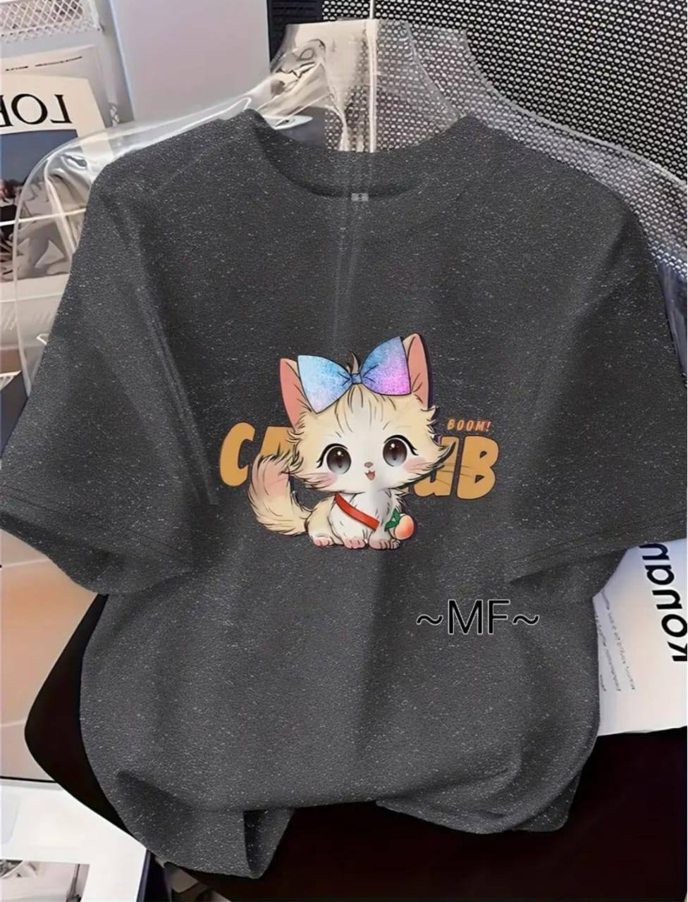 GREY TEE WITH A PUPPY PRINT