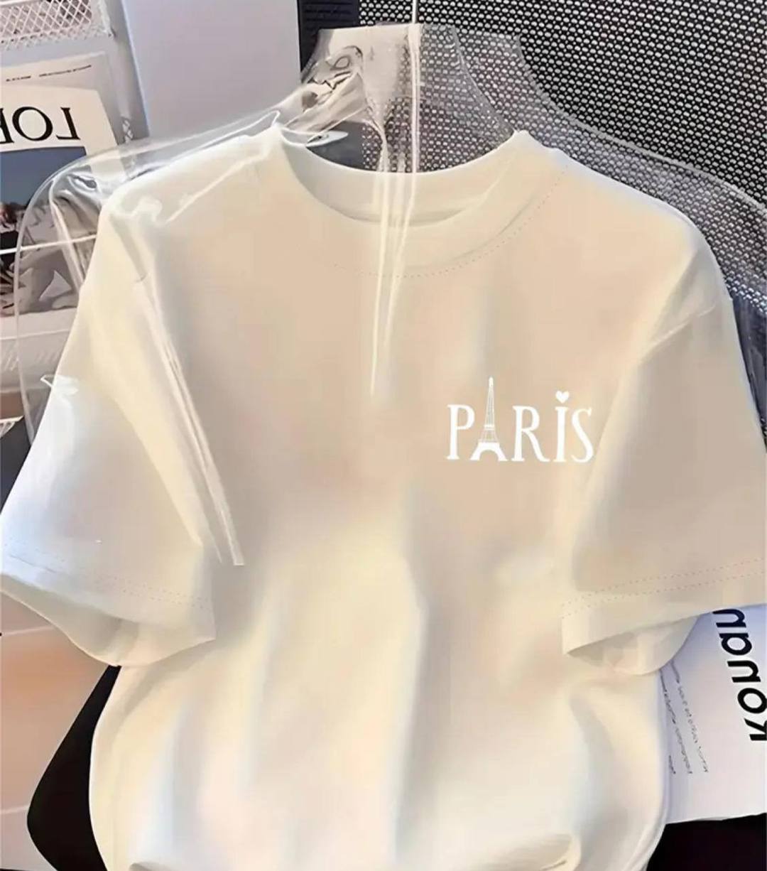 WHITE TEE WITH 'PARIS' PRINT