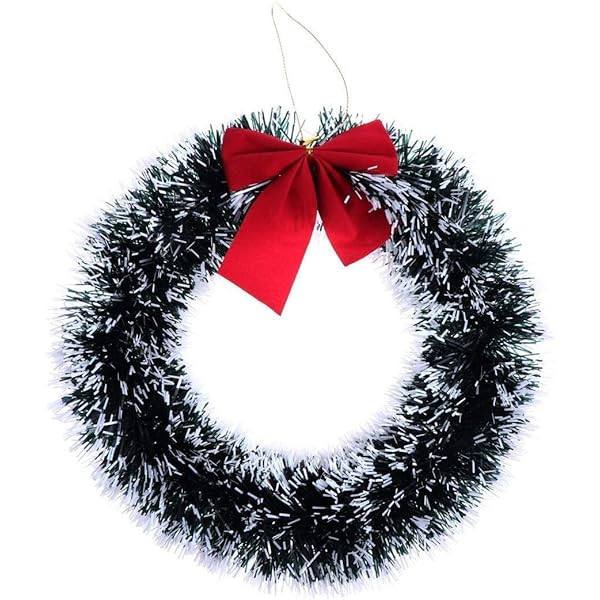 CHRISTMAS CRYSTAL BLOOM WREATH DARK GREEN WITH RIBBON