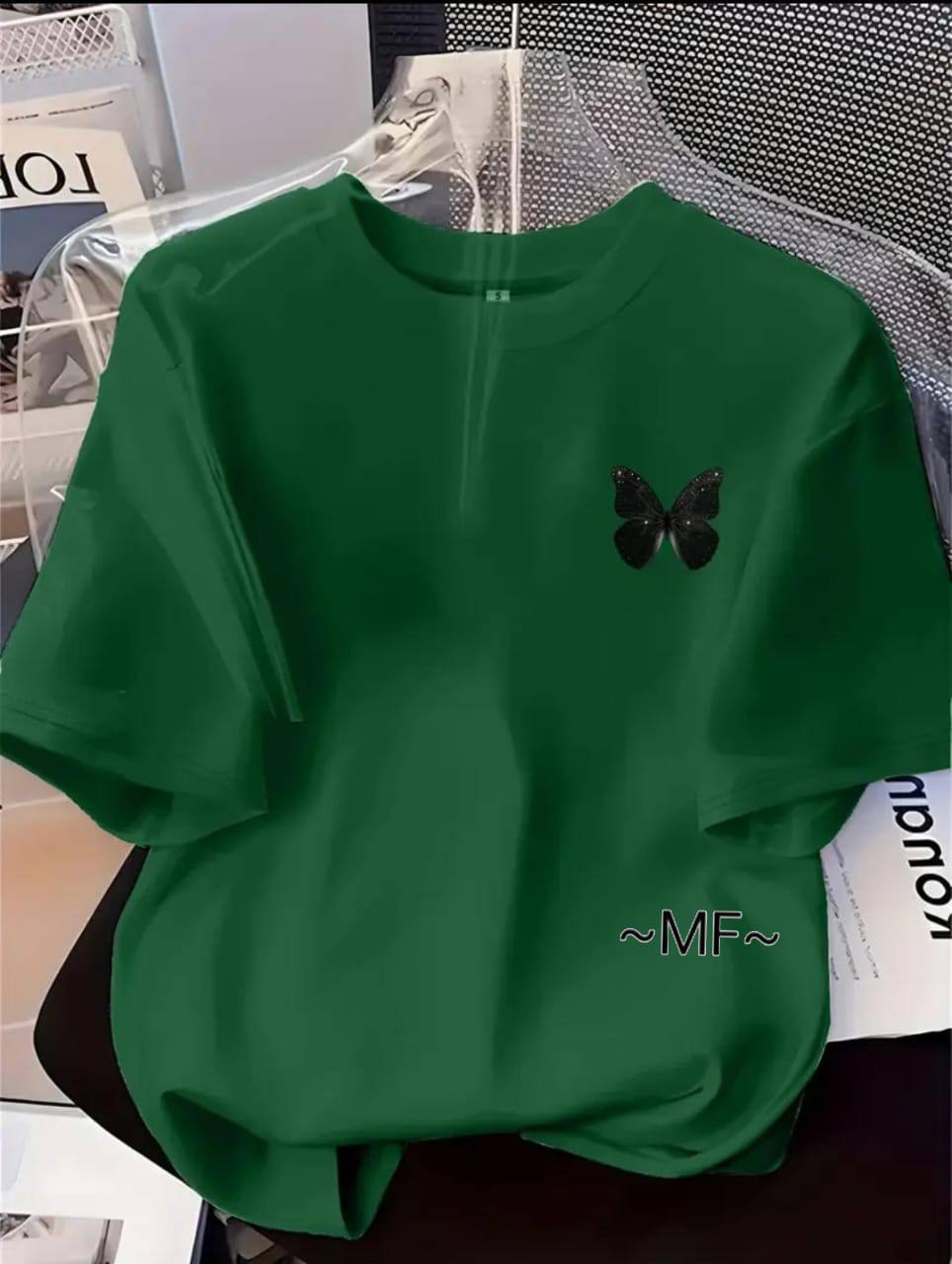 BUTTERFLY PRINT T-SHIRT – DARK GREEN