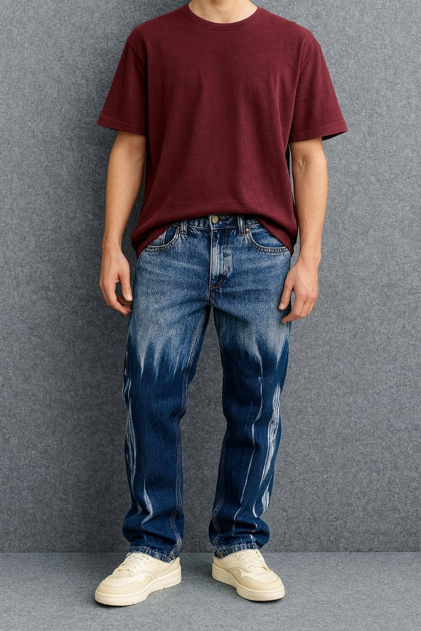ACID WASH BIG FOLD DENIM AVAILABLE FOR SALE
