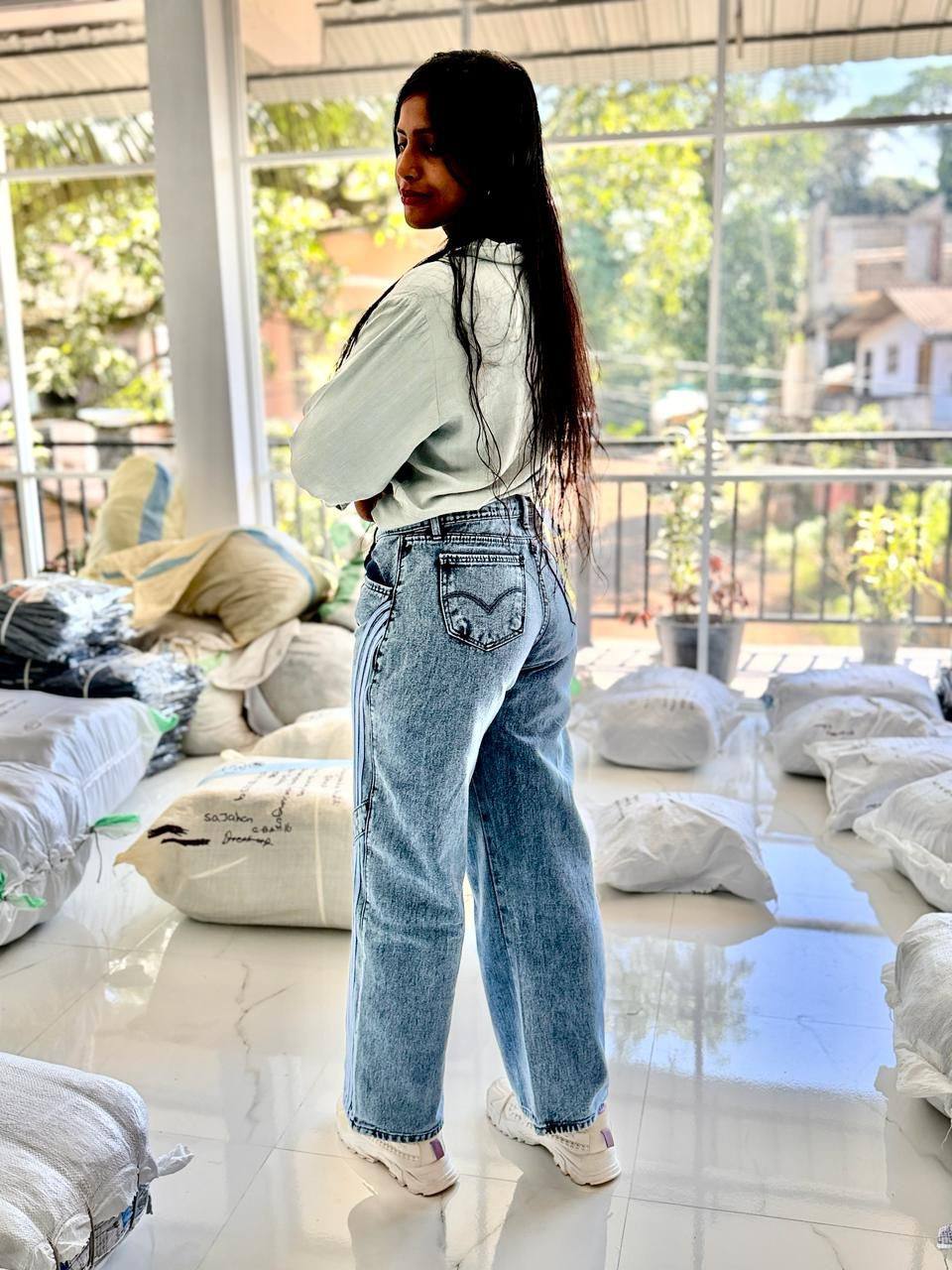 LADIES BIG FOLD DENIM ON SALE