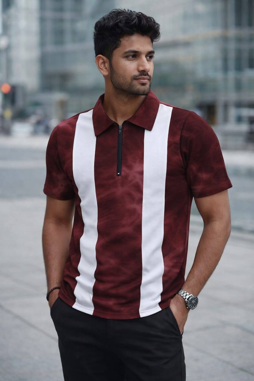TWO COLOR COLLAR T-SHIRT