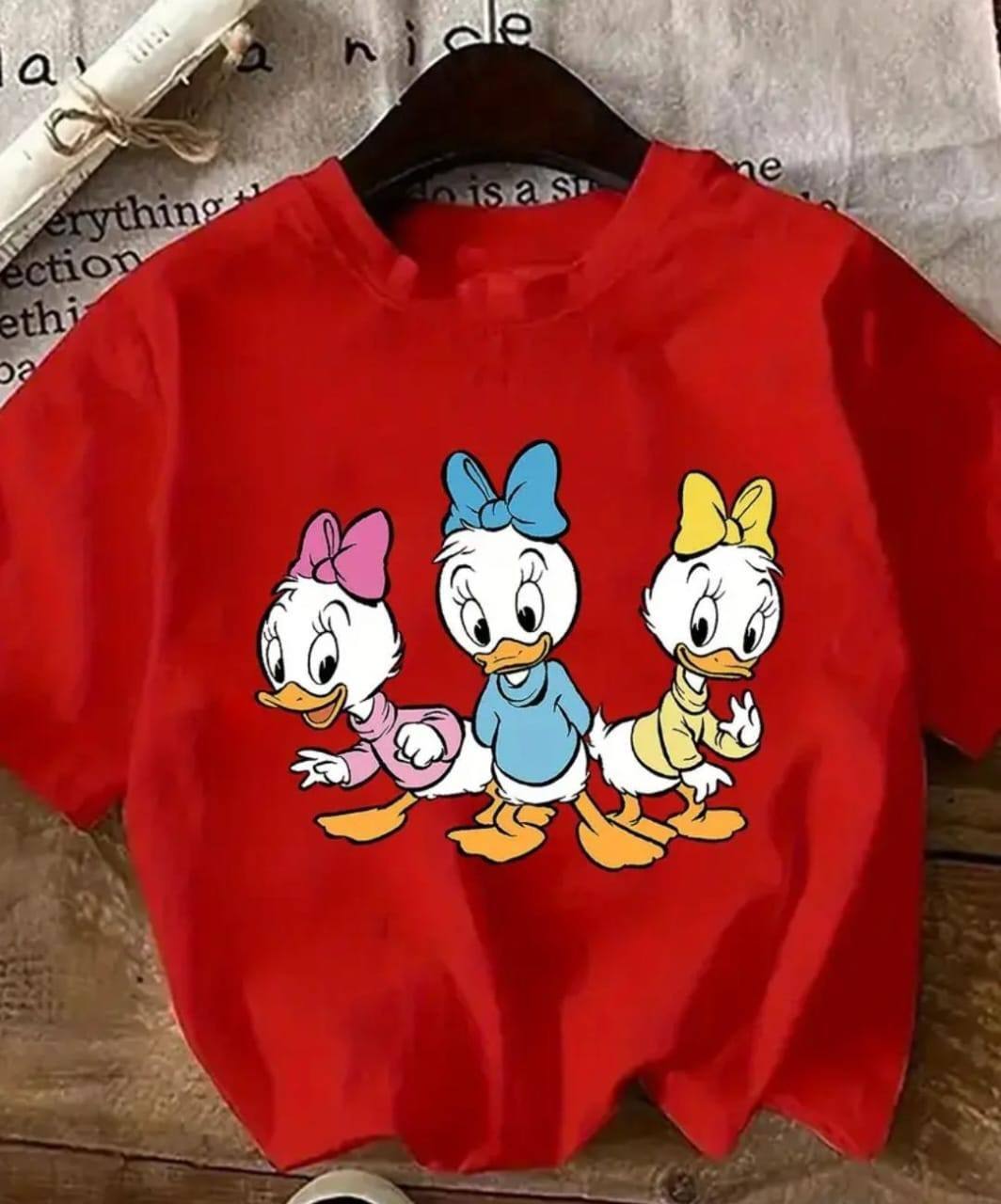 RED COLOR CASUAL TEE WITH LADIES