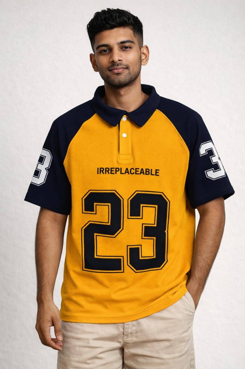 NEW POPCORN COLLAR NUMBER T-SHIRT