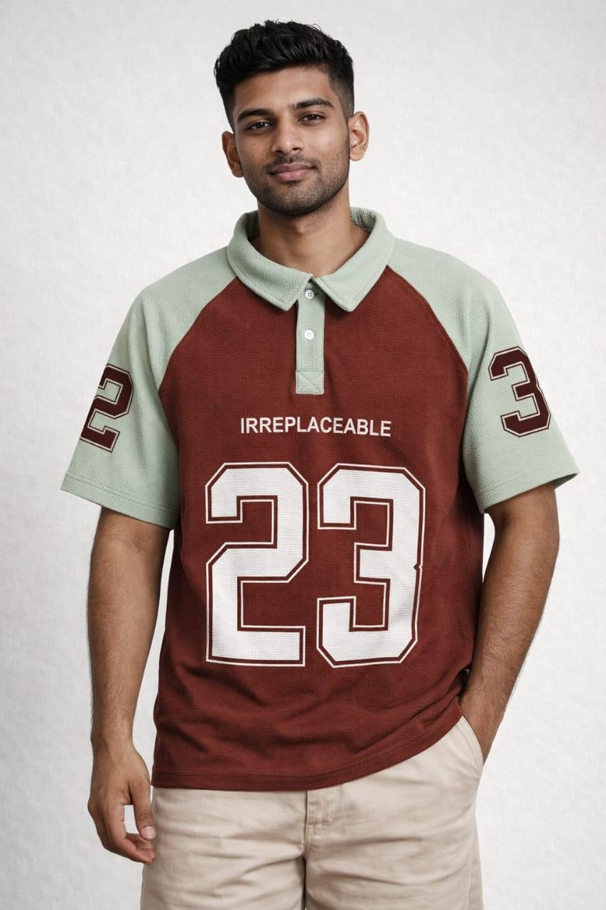 NEW POPCORN COLLAR NUMBER T-SHIRT