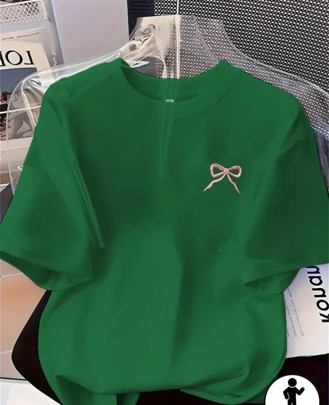 POCKET SIZE MINI PRINT T SHIRTS GREEN DESIGN