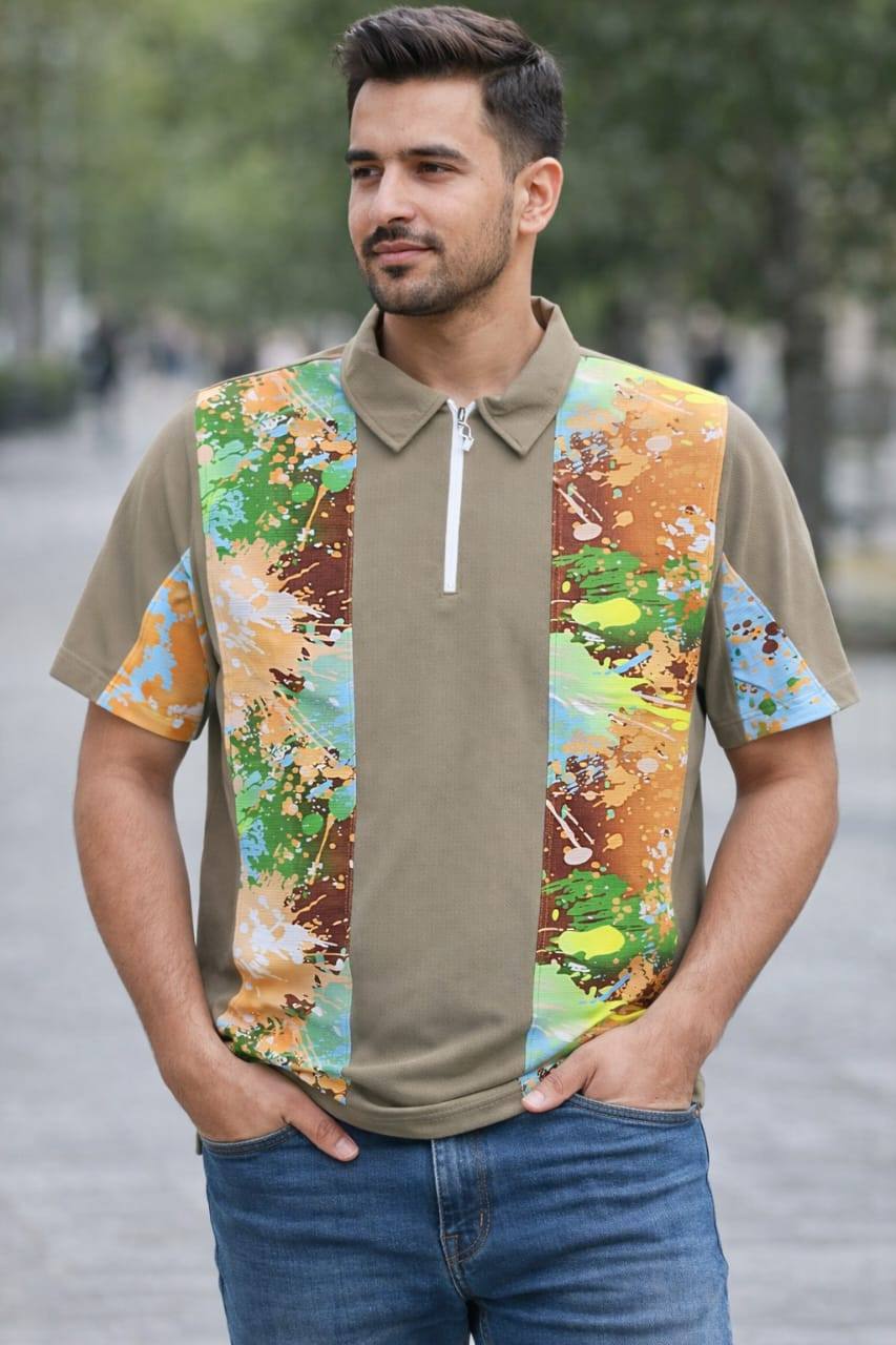 STYLISH TWO TONE COLLAR T-SHIRT
