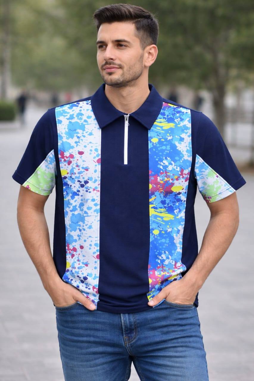STYLISH TWO TONE COLLAR T-SHIRT