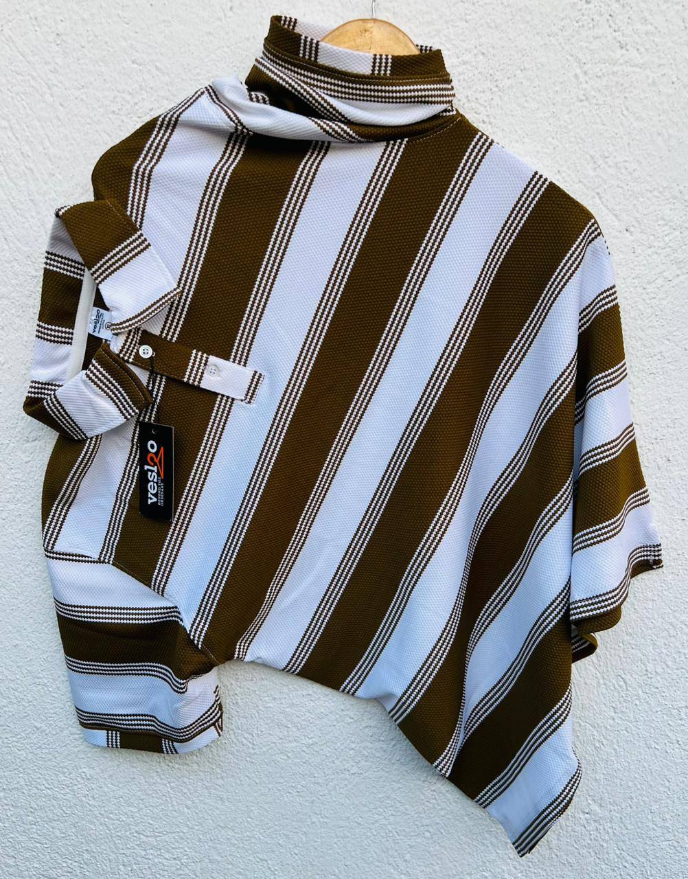 POPCORN STRIPES COLLAR T-SHIRTS