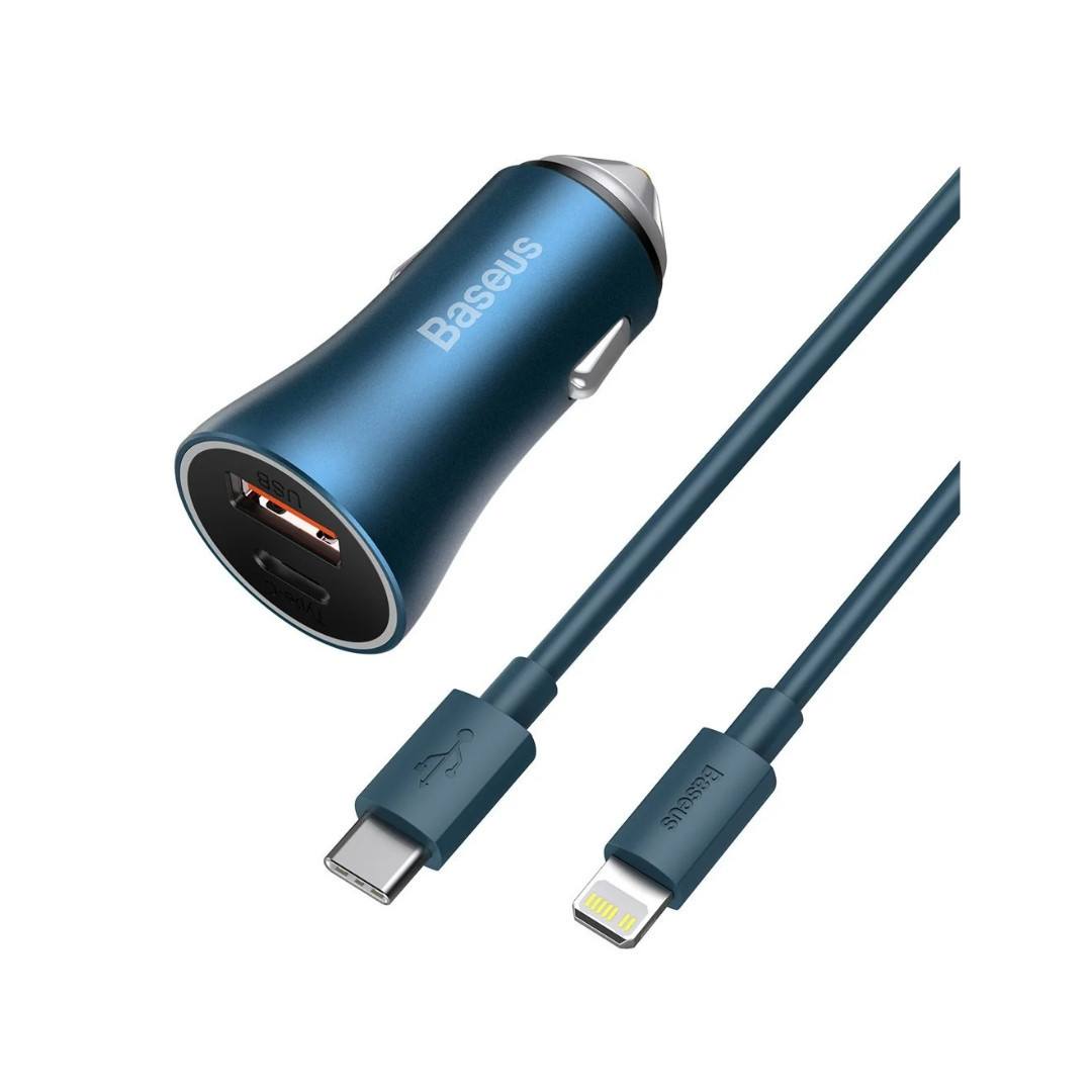BASEUS GOLDEN CONTACTOR PRO DUAL QUICK CHARGER CAR CHARGER USB AND TYPE C 40W