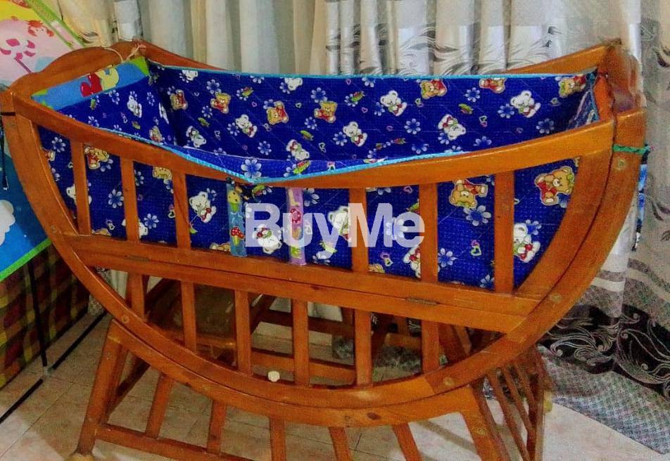 WOODEN BABY COT WITH NET