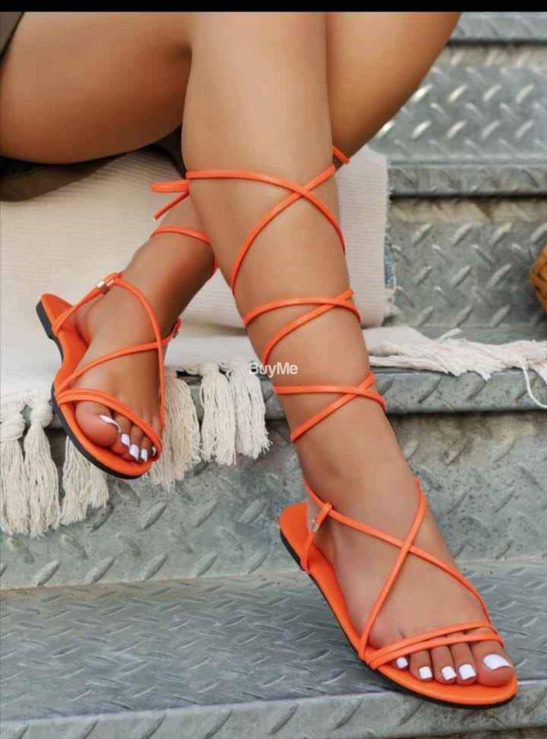 ORANGE & BROWN COLOUR LADIES SANDALS