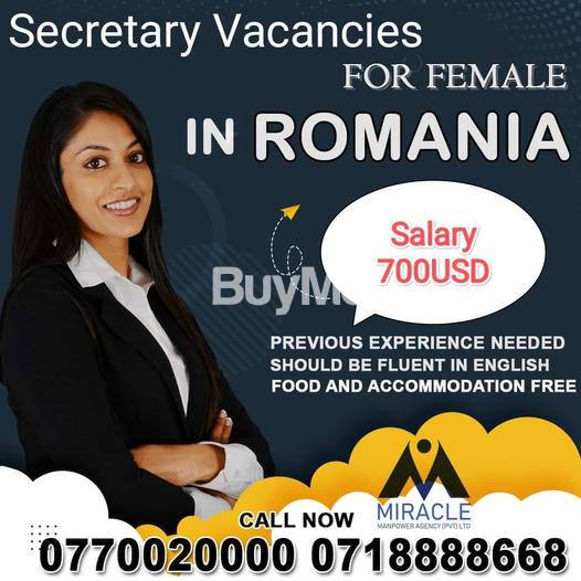 SECRETARY VACANICES FOR FEMALE IN ROMANIA