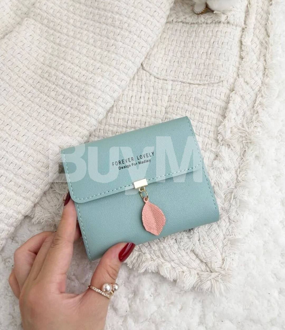 PURSE WITH HEART SHAPED KEY TAG - MINT GREEN
