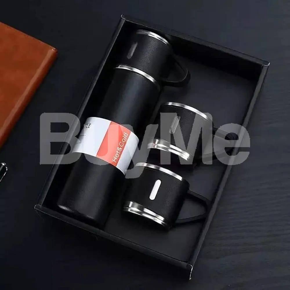 VACUUM FLASK - STAINLESS STEEL METAL WATER BOTTLE - BLACK