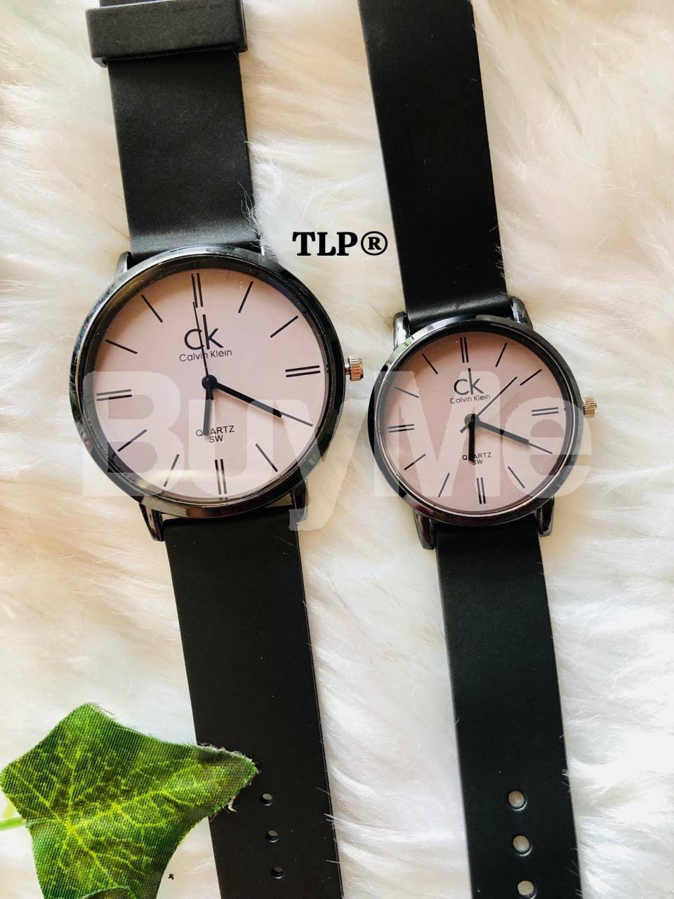 LEATHER BELT COUPLE WATCH - BLACK