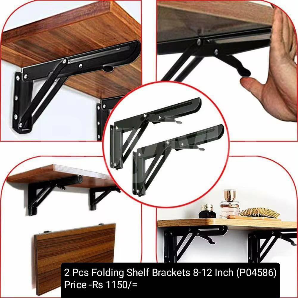 2PCS FOLDING SHELF BRACKETS 8-12 INCH